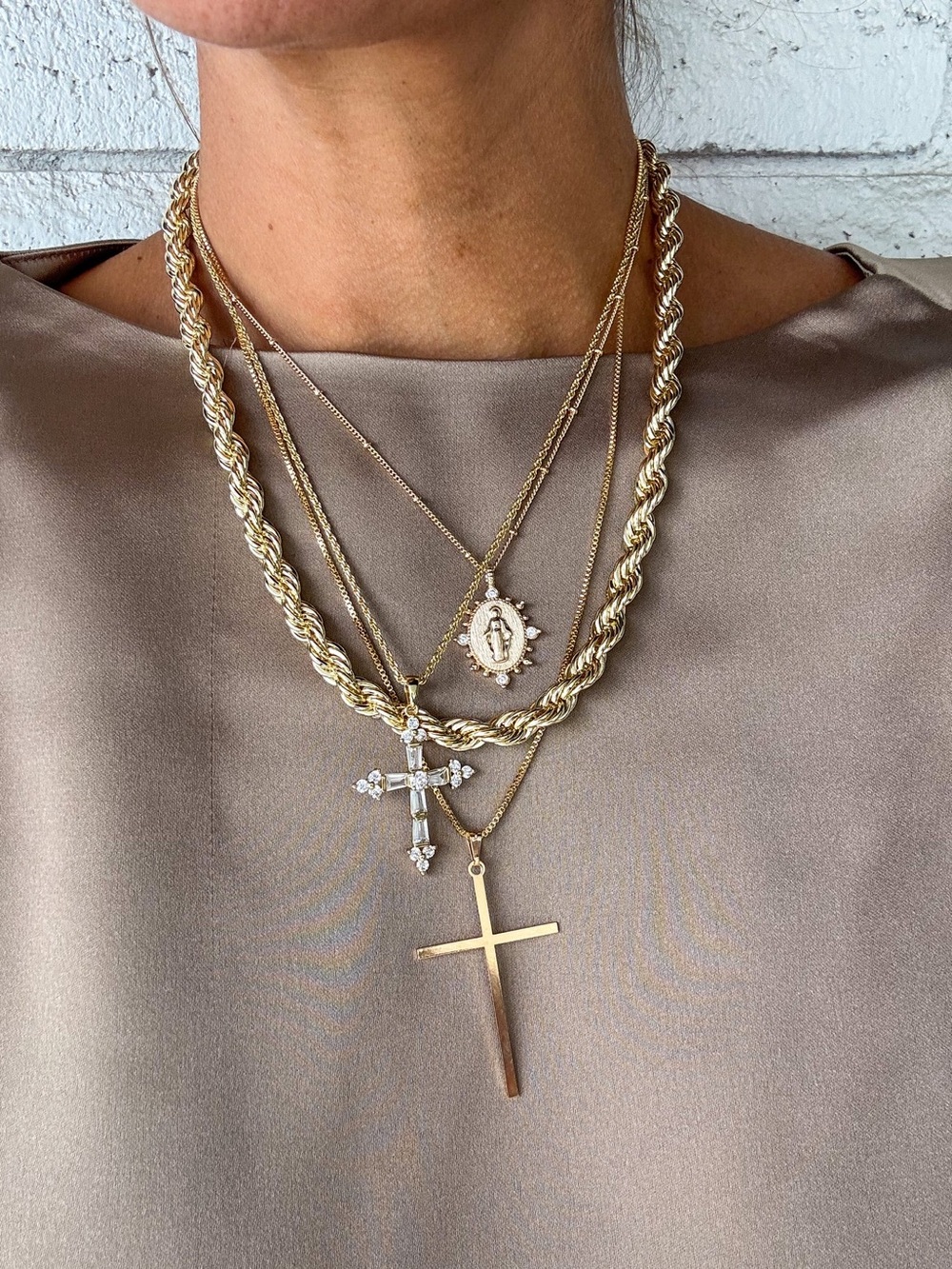 Joy Dravecky White Lady Lourdes Pendant Necklace